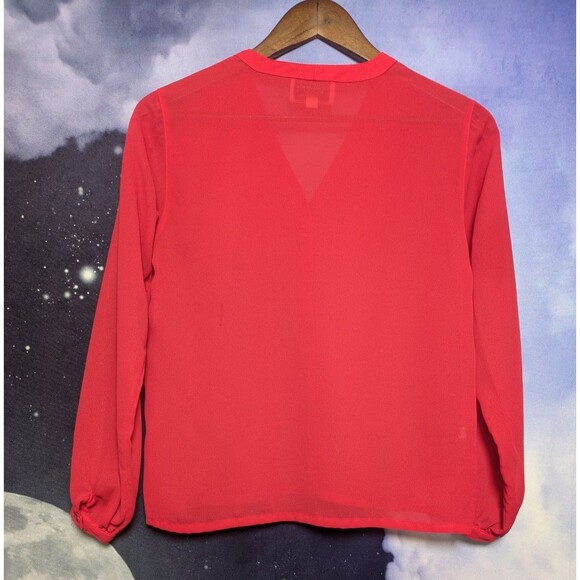 Vintage Red Sheer Button-Up Blouse Charlotte Ford Boutique Size 6 Classic Career - Picture 6 of 8
